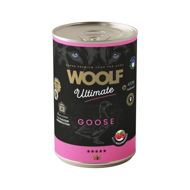 Woolf Ultimate Vådfoder m Gås og Hindbær 400g