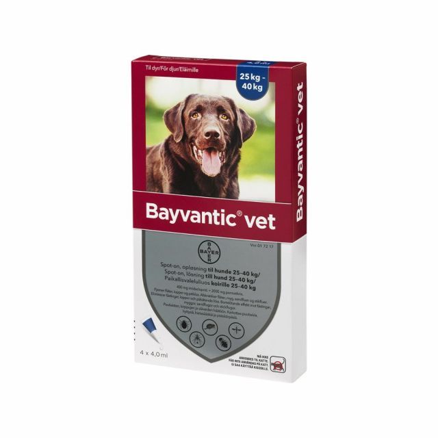Bayvantic Vet loppekur hunde på 25-40 | x 4 ml pipetter -