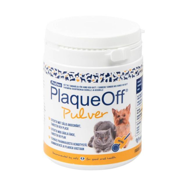 som resultat mund aften PlaqueOff pulver 180 g | Modvirker tandsten hos hund og kat - MyVetShop