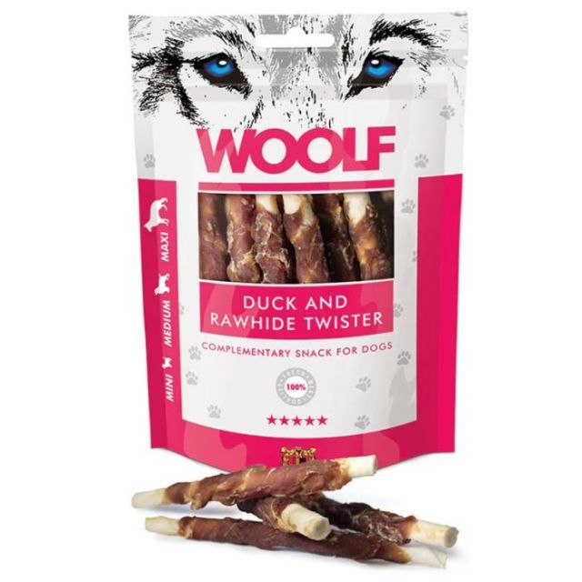 Woolf Duck and Rawhide Twister 100g